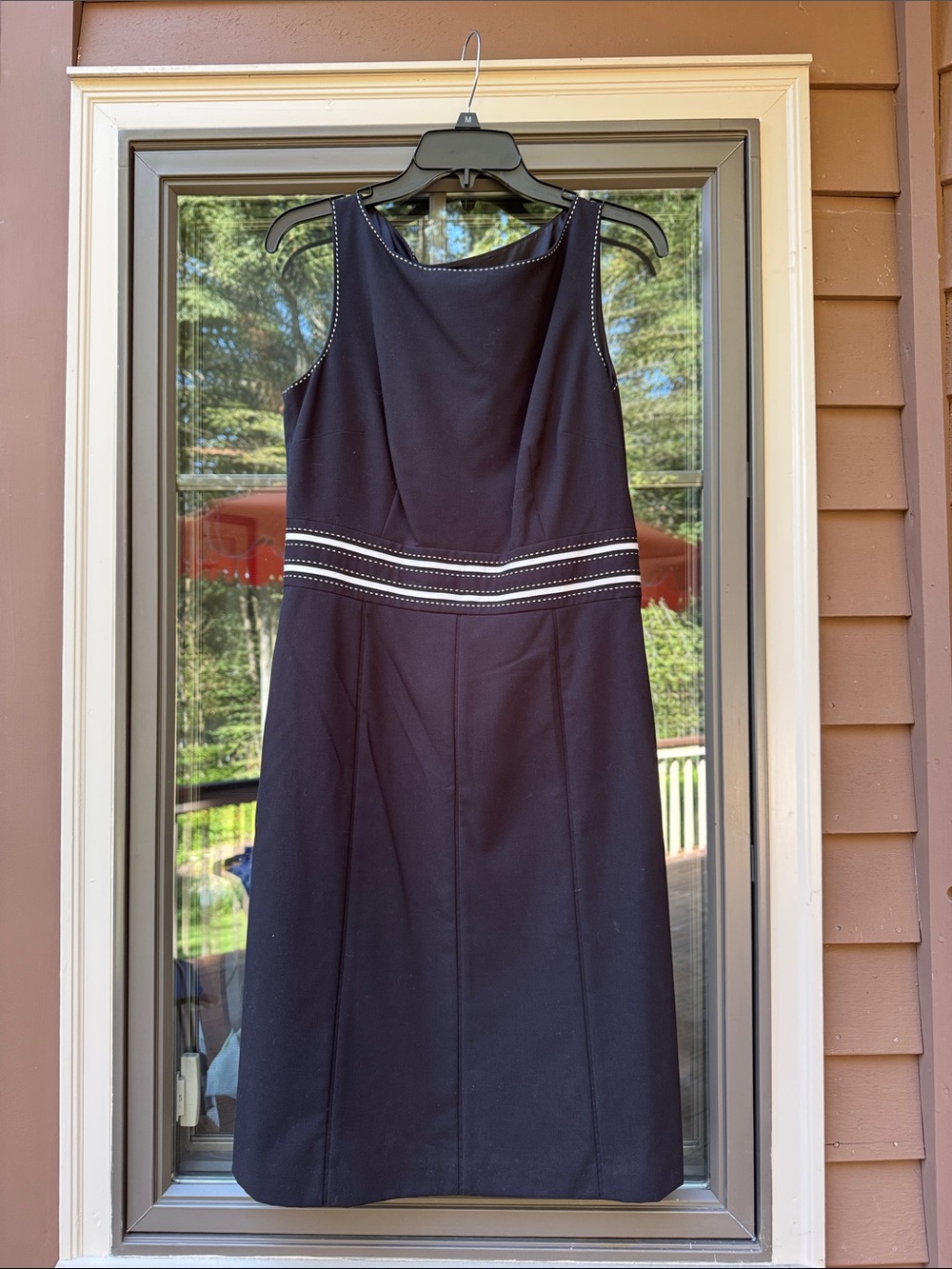 Ann Taylor black Sheath Dress with White Trim